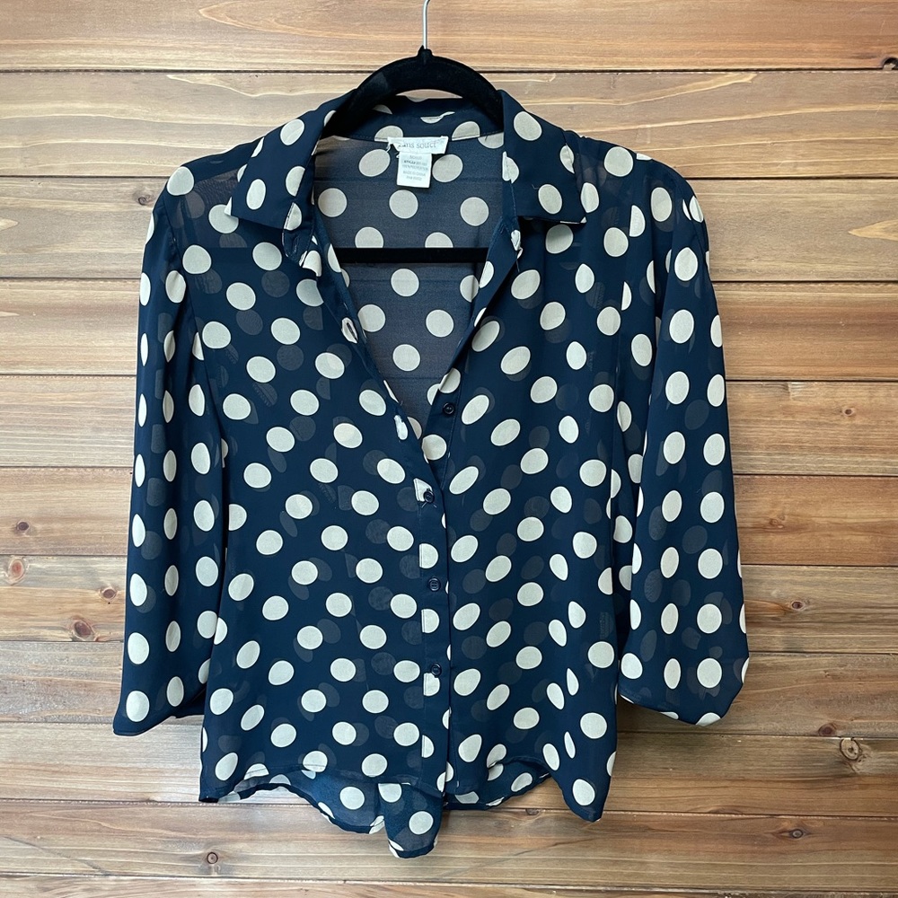 Navy Polka Dot Top